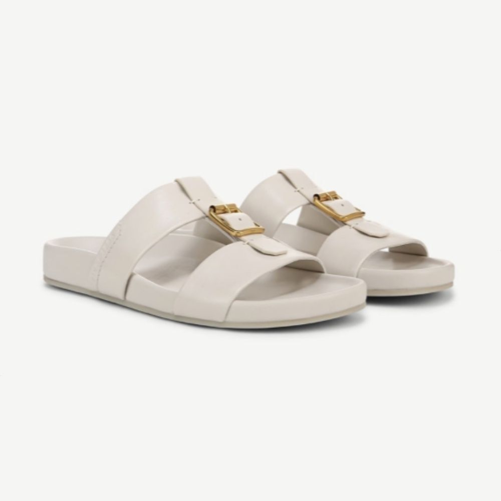 Franco Sarto Braxton Slide Sandal In Chiffon White Leather